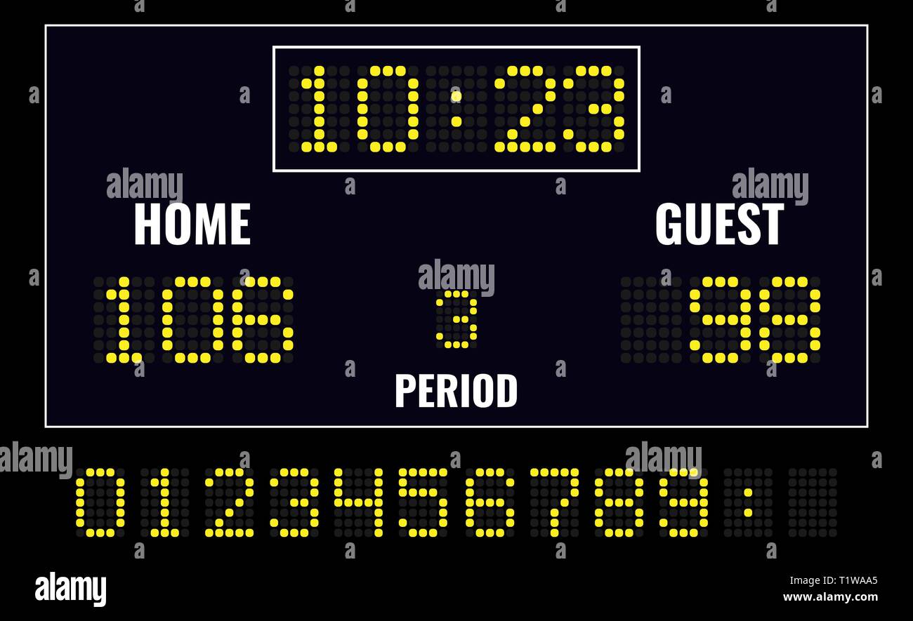 Basketball LED digital scoreboard . Vector illustration Stock Vector