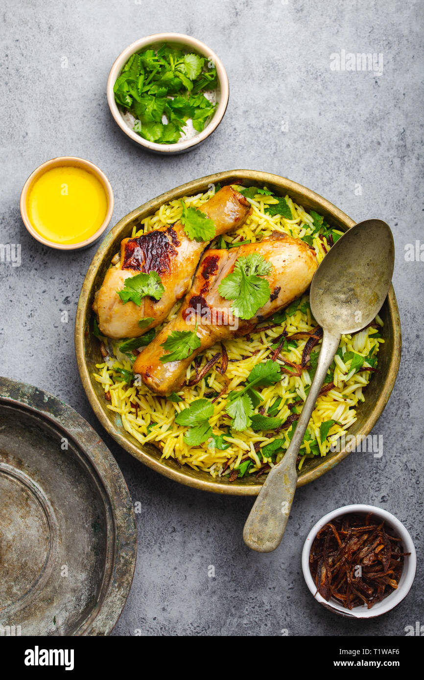 Biryani chicken with basmati rice Stock Photo Alamy