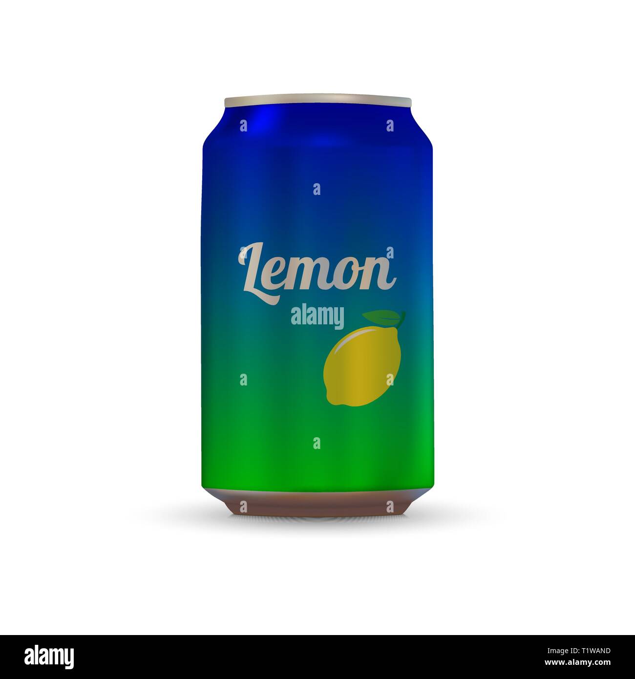 Lemon Drink aluminium can isolated on white background Stock Vector