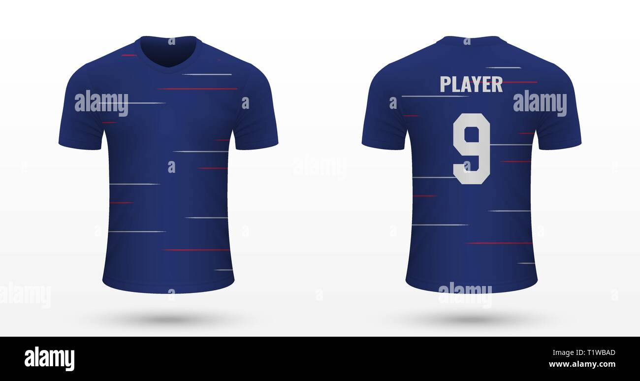 Realistic soccer shirt Chelsea, jersey template for football kit. Vector illustration Stock Vector