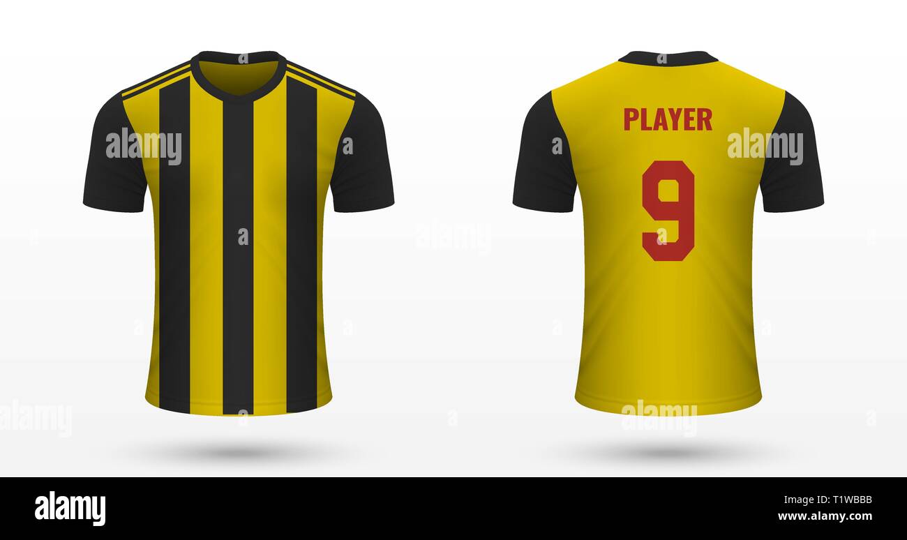Realistic soccer shirt Watford, jersey template for football kit