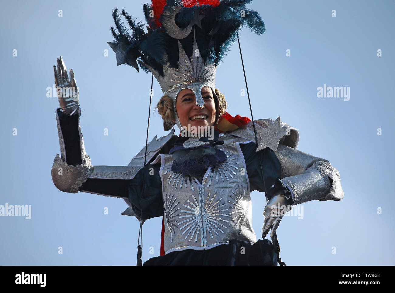 Flight of the Angel to Venice ahead of the Venice Carnival - Festa delle Marie in Venice  Where: Venice, Italy When: 16 Feb 2019 Credit: IPA/WENN.com  **Only available for publication in UK, USA, Germany, Austria, Switzerland** Stock Photo