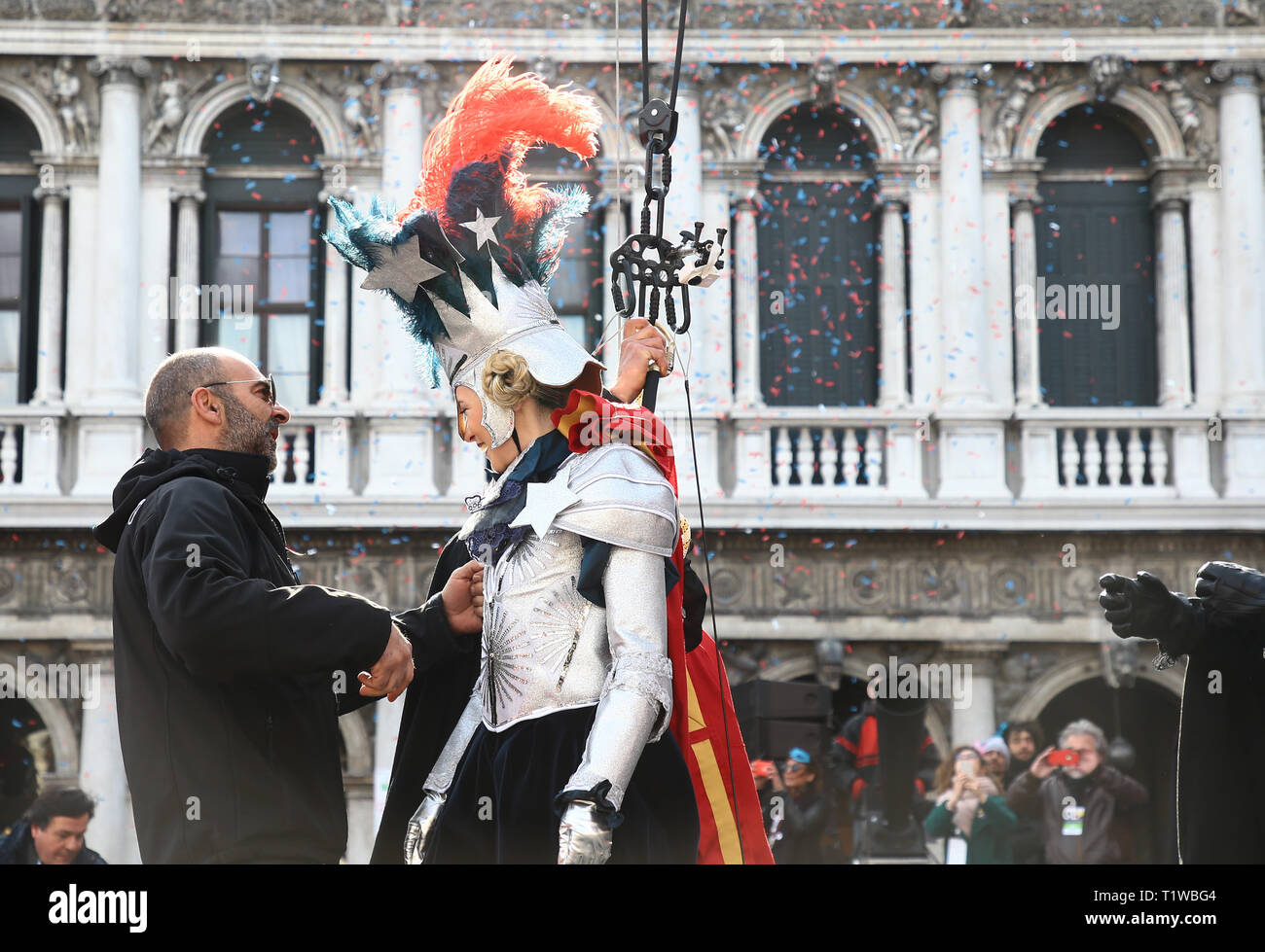 Flight of the Angel to Venice ahead of the Venice Carnival - Festa delle Marie in Venice  Where: Venice, Italy When: 16 Feb 2019 Credit: IPA/WENN.com  **Only available for publication in UK, USA, Germany, Austria, Switzerland** Stock Photo