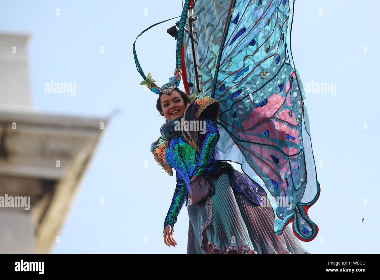 Flight of the Angel to Venice ahead of the Venice Carnival - Festa delle Marie in Venice  Where: Venice, Italy When: 16 Feb 2019 Credit: IPA/WENN.com  **Only available for publication in UK, USA, Germany, Austria, Switzerland** Stock Photo