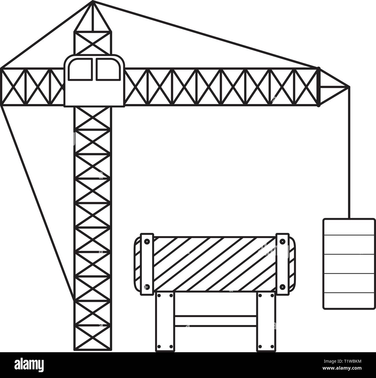 construction crane tower with signaling vector illustration design ...