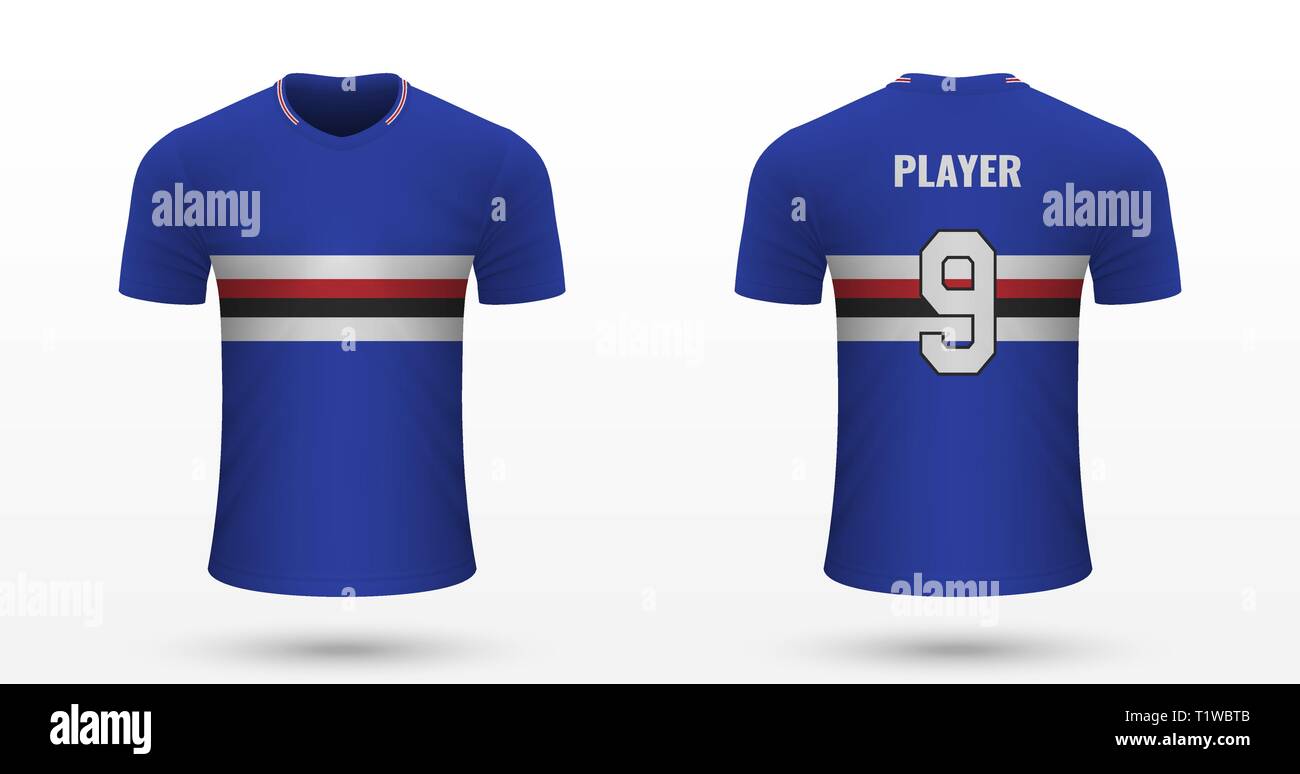 Realistic soccer shirt Sampdoria, jersey template for football kit. Vector  illustration Stock Vector Image & Art - Alamy