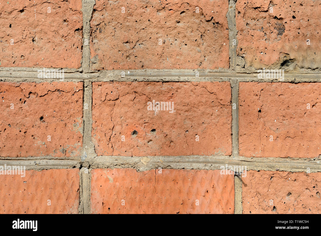Old red brick wall background and texture close up Stock Photo