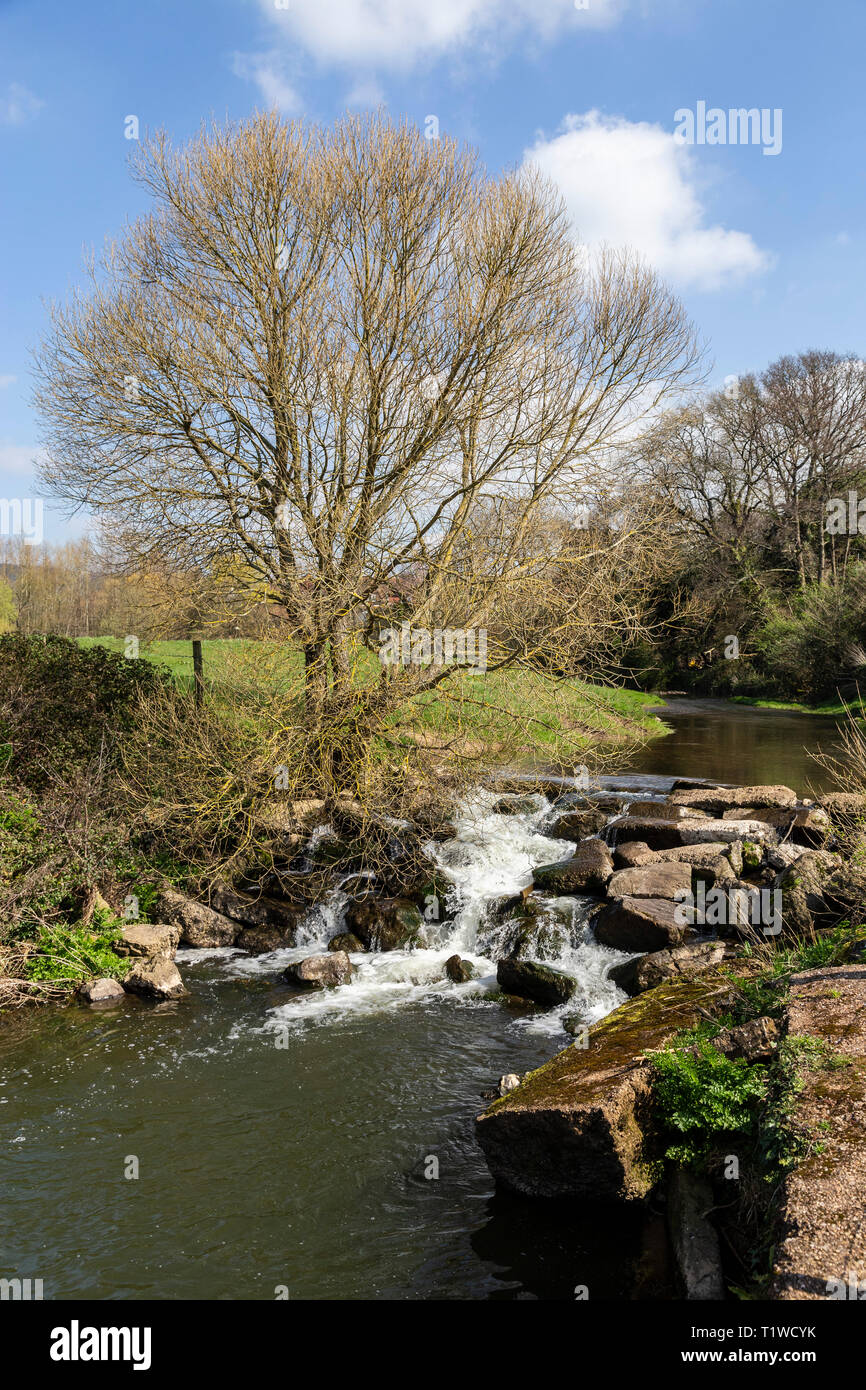 The river Sid at Fortescue, on the outskirts of Sidmouth, Devon, UK