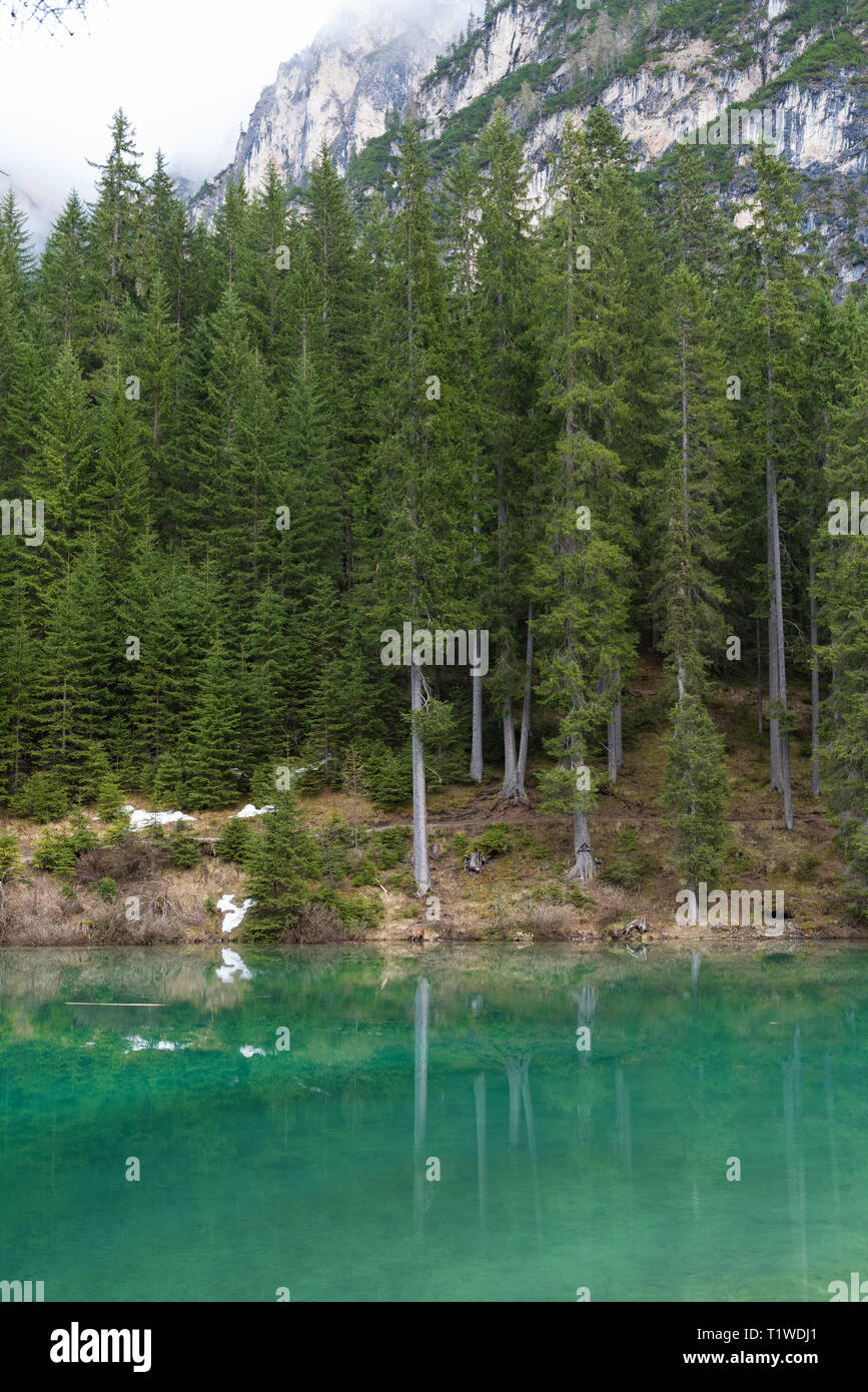 Hiking the nature park fanes prags in the dolomite alps hi-res stock ...