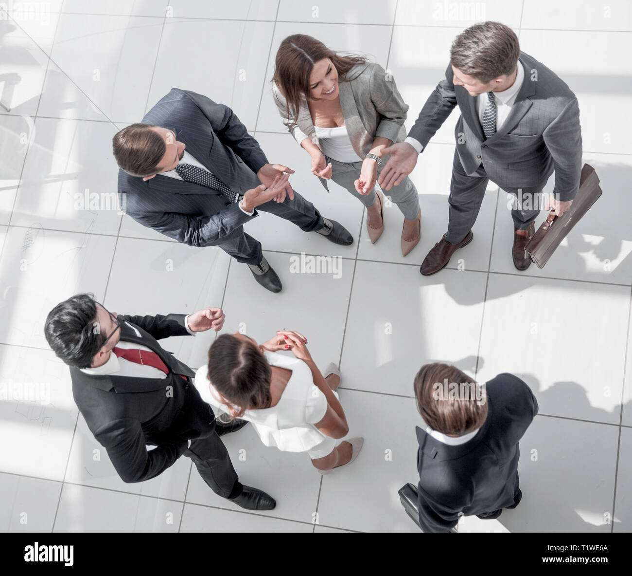 top view. employees discussing important issue Stock Photo - Alamy