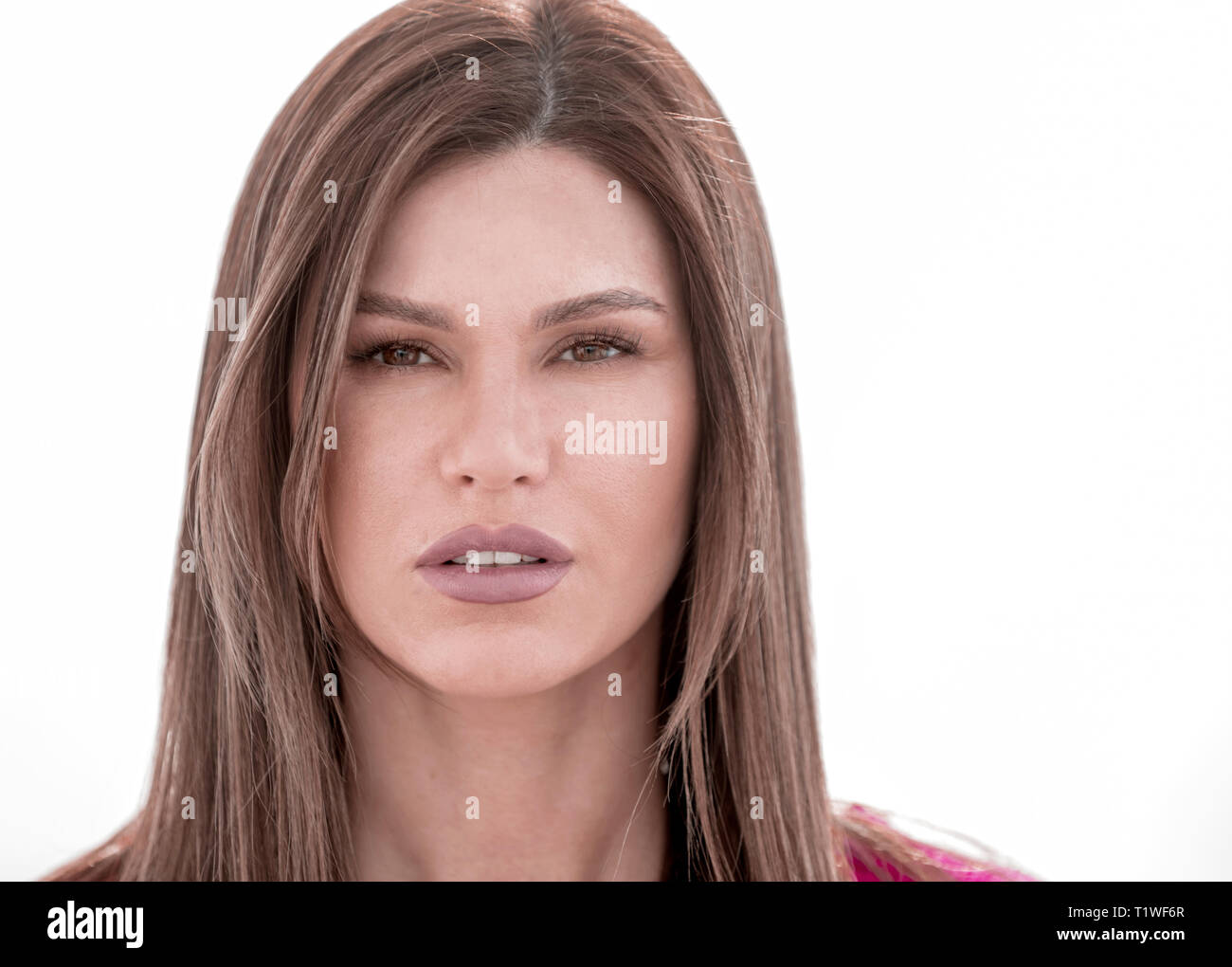 close up.portrait of a young woman on a white background Stock Photo ...