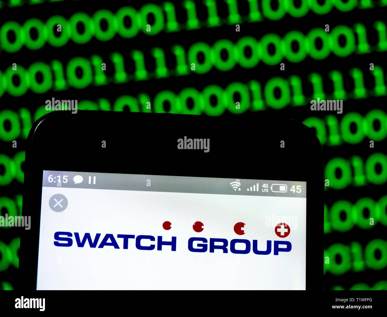 In this photo illustration The Swatch Group AG logo seen displayed on a smart phone Stock Photo Alamy