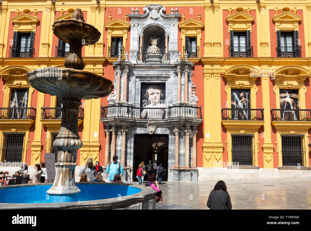 The Bishops Palace, Plaza del Obispo, Malaga old town, Malaga Andalusia Spain Europe Stock Photo