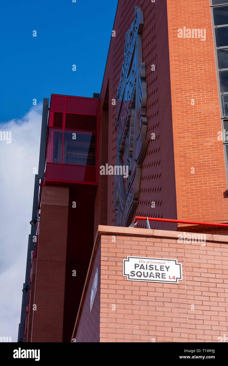 Paisley Square, part of the new Main Stand development at Anfield Stadium, Liverpool, UK. Stock Photo
