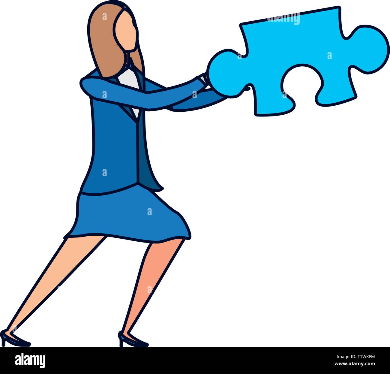business woman with puzzle piece vector illustration design Stock ...