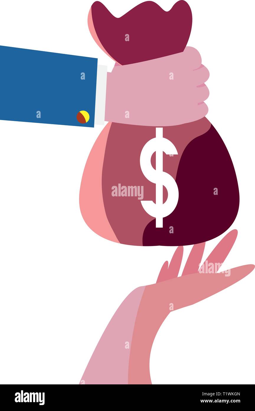 hand with money bag giving vector illustration Stock Vector Image & Art ...