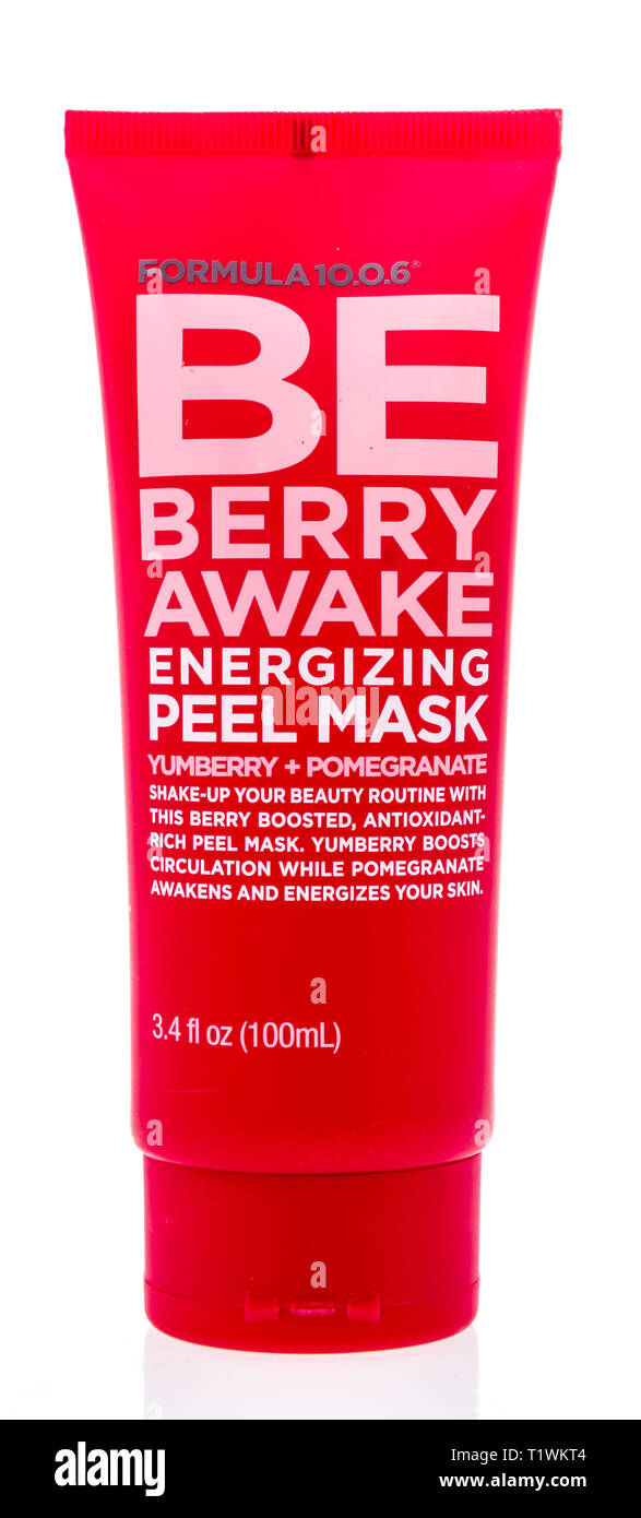 Winneconne, WI - 26 March 2019: A package of  Be berry awake energizing peel mask on an isolated background Stock Photo