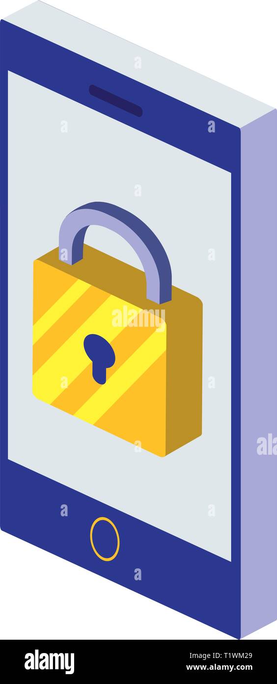 smartphone with padlock security vector illustration design Stock ...