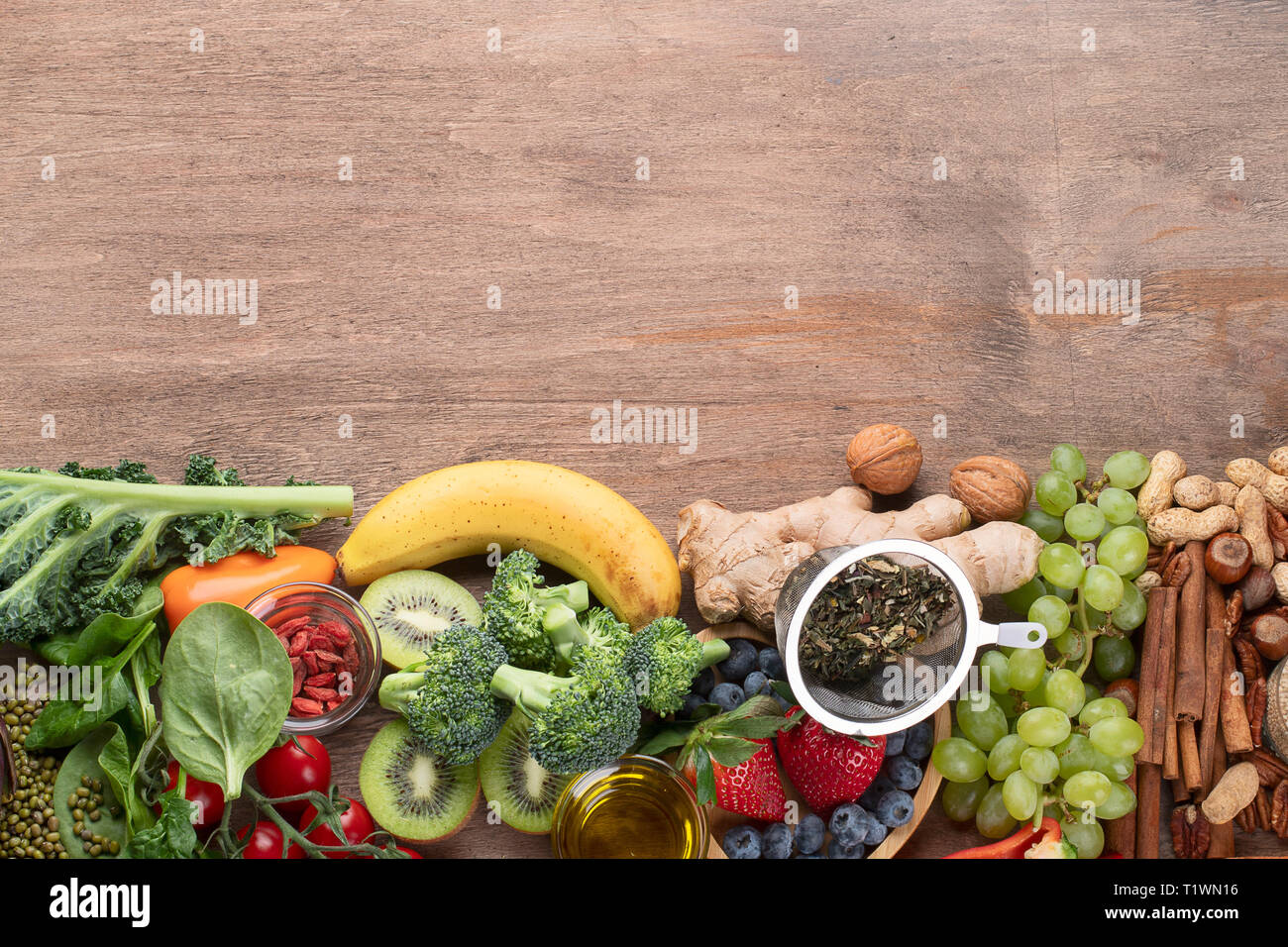 Natural products rich in antioxidants and vitamins. Healthy clean and