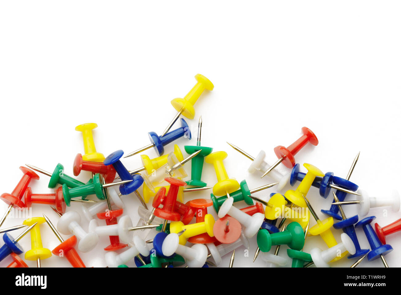 Push pins isolated on white background Stock Photo - Alamy