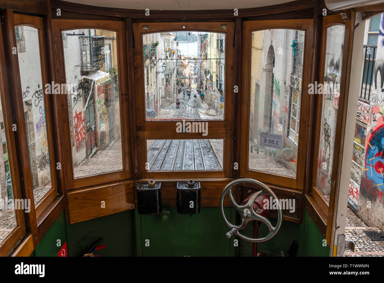 The Ascensor da Bica funicular in Lisbon, Portugal Stock Photo