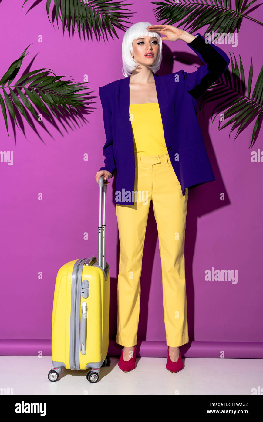 away purple luggage