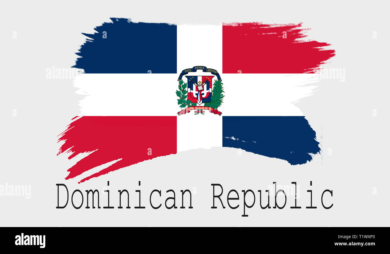 Dominican Republic flag on white background, 3d rendering Stock Photo