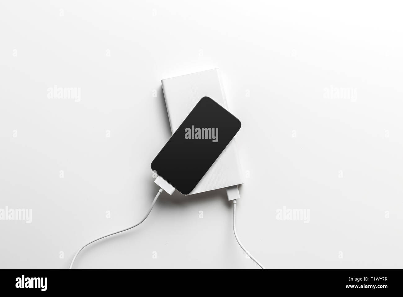 phone mobile connect to battery power bank Stock Photo Alamy