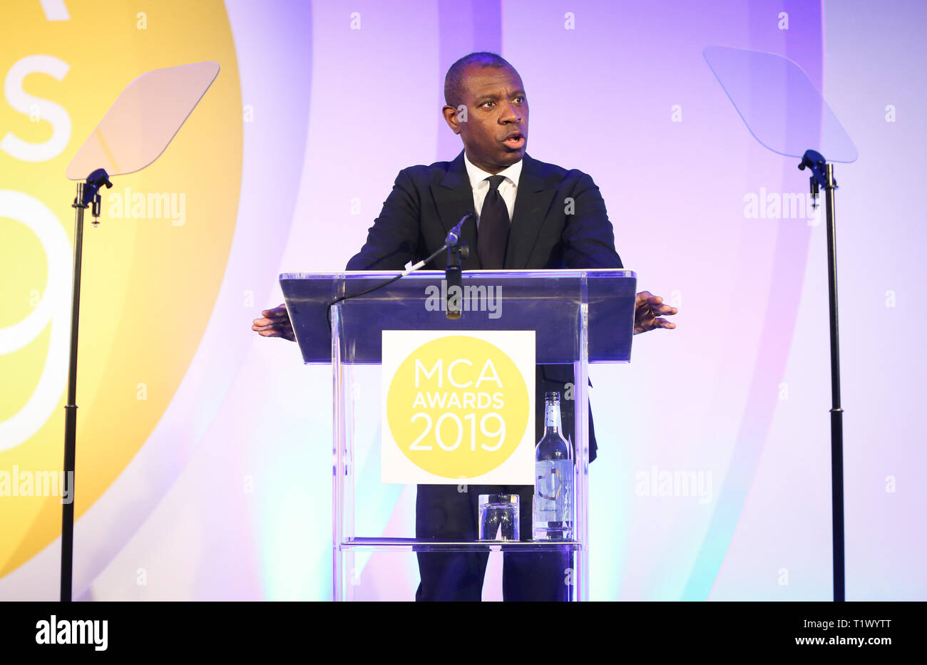 EDITORIAL USE ONLY Newsreader Clive Myrie hosts the Management Consultancies Association (MCA) awards at the Park Plaza Westminster in London. Stock Photo