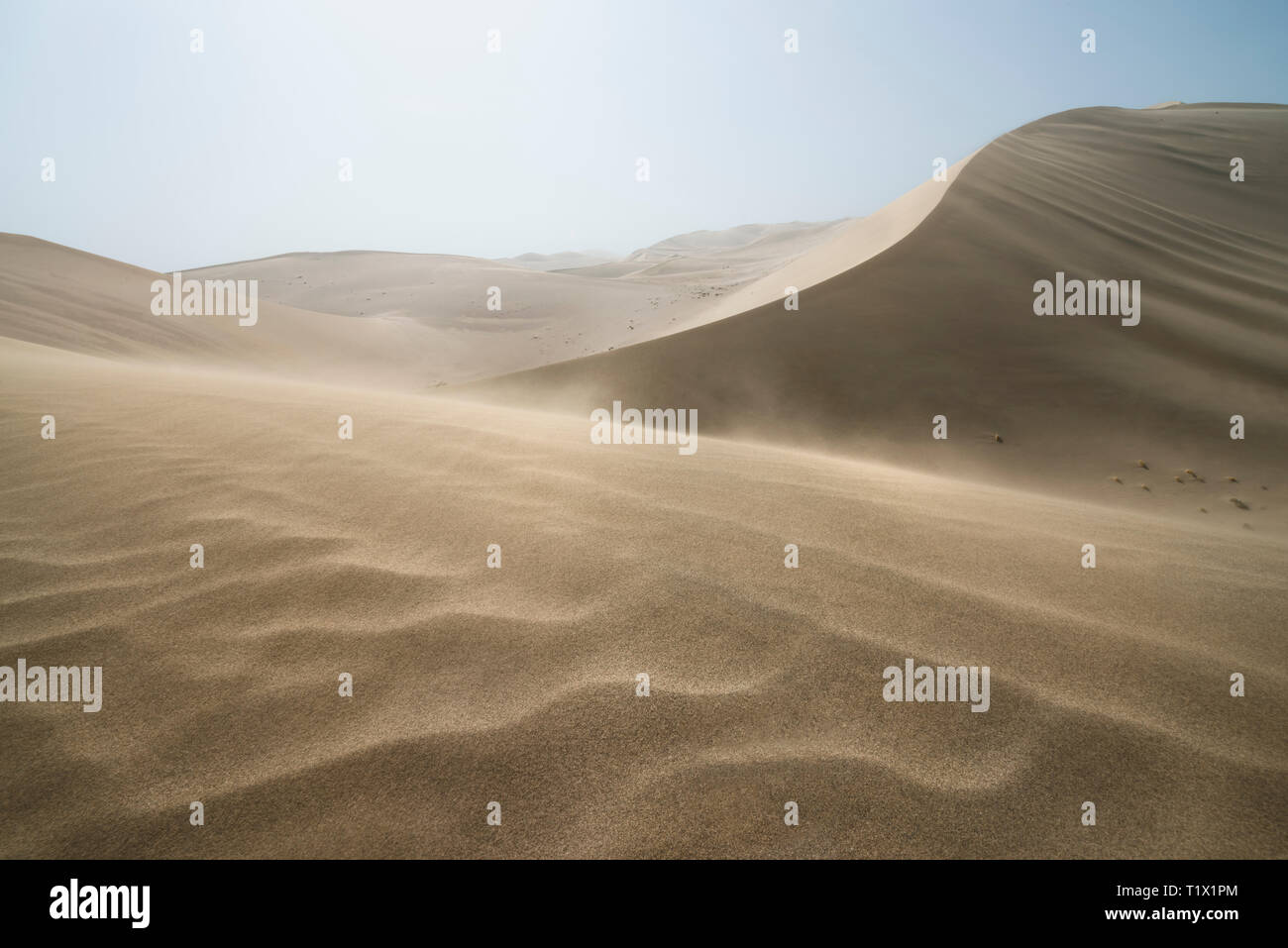 Sand dunes landscape and waves of sand in the Gobi Desert in China ...