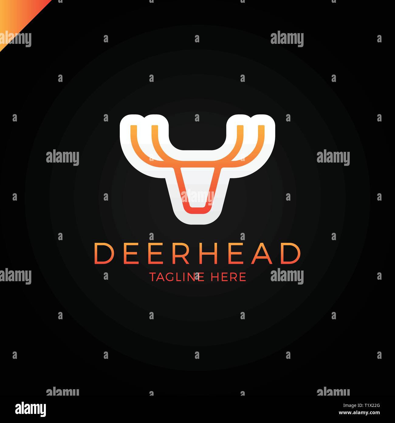 The line logotype is minimalist in the form of a deer head with antlers ...