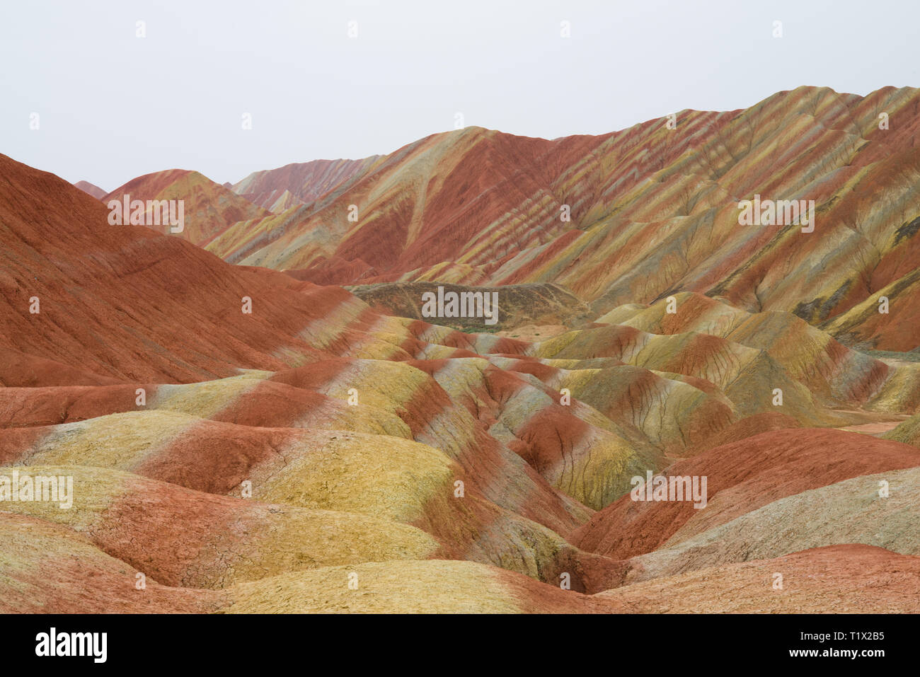 Danxia landform and rainbow moutain's Zhangye Danxia National Geological Park, Zhangye, China Stock Photo
