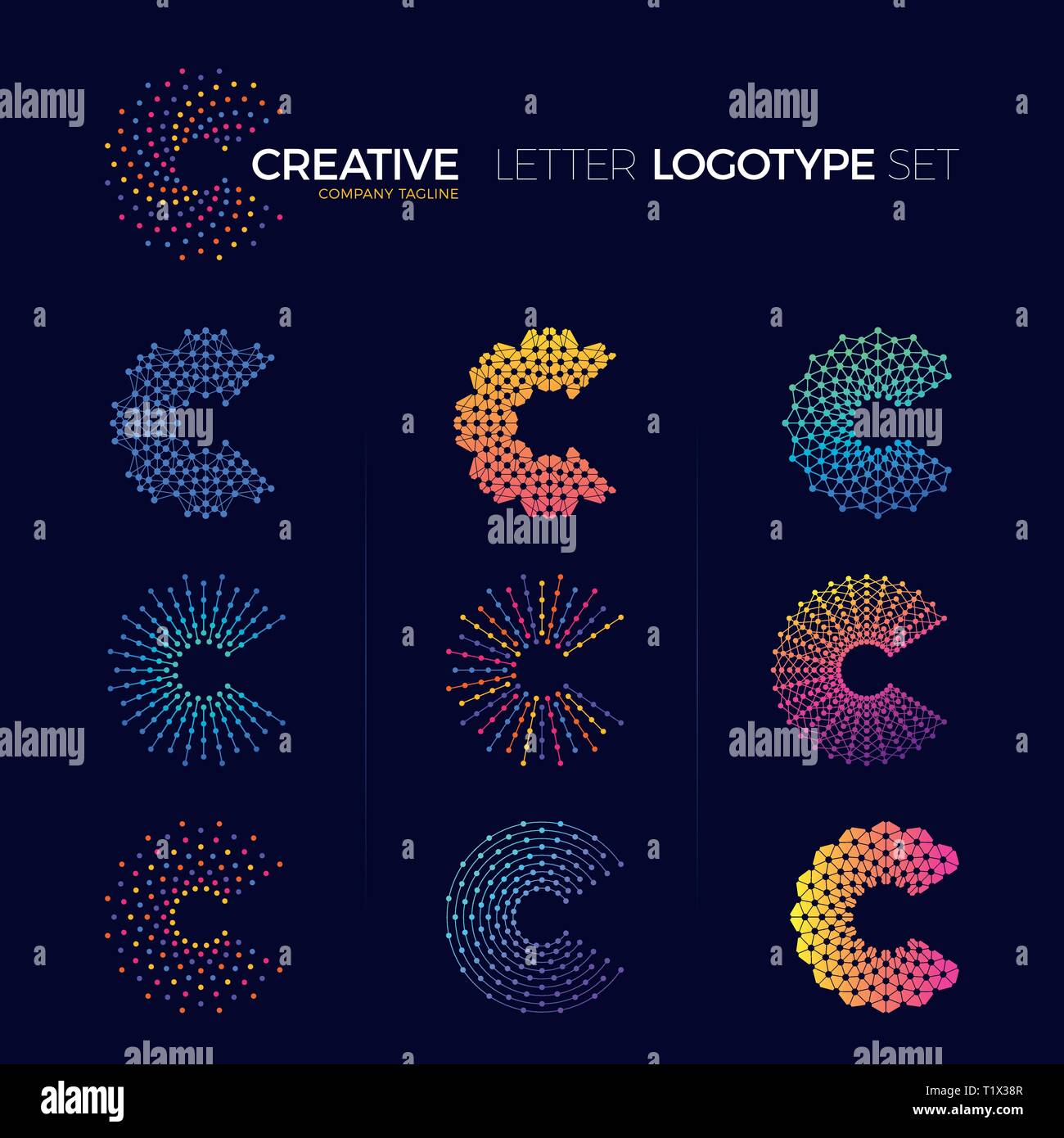 Set of Clever and creative dots or point crypto letter c logo smart and  idea logotype Stock Vector Image & Art - Alamy