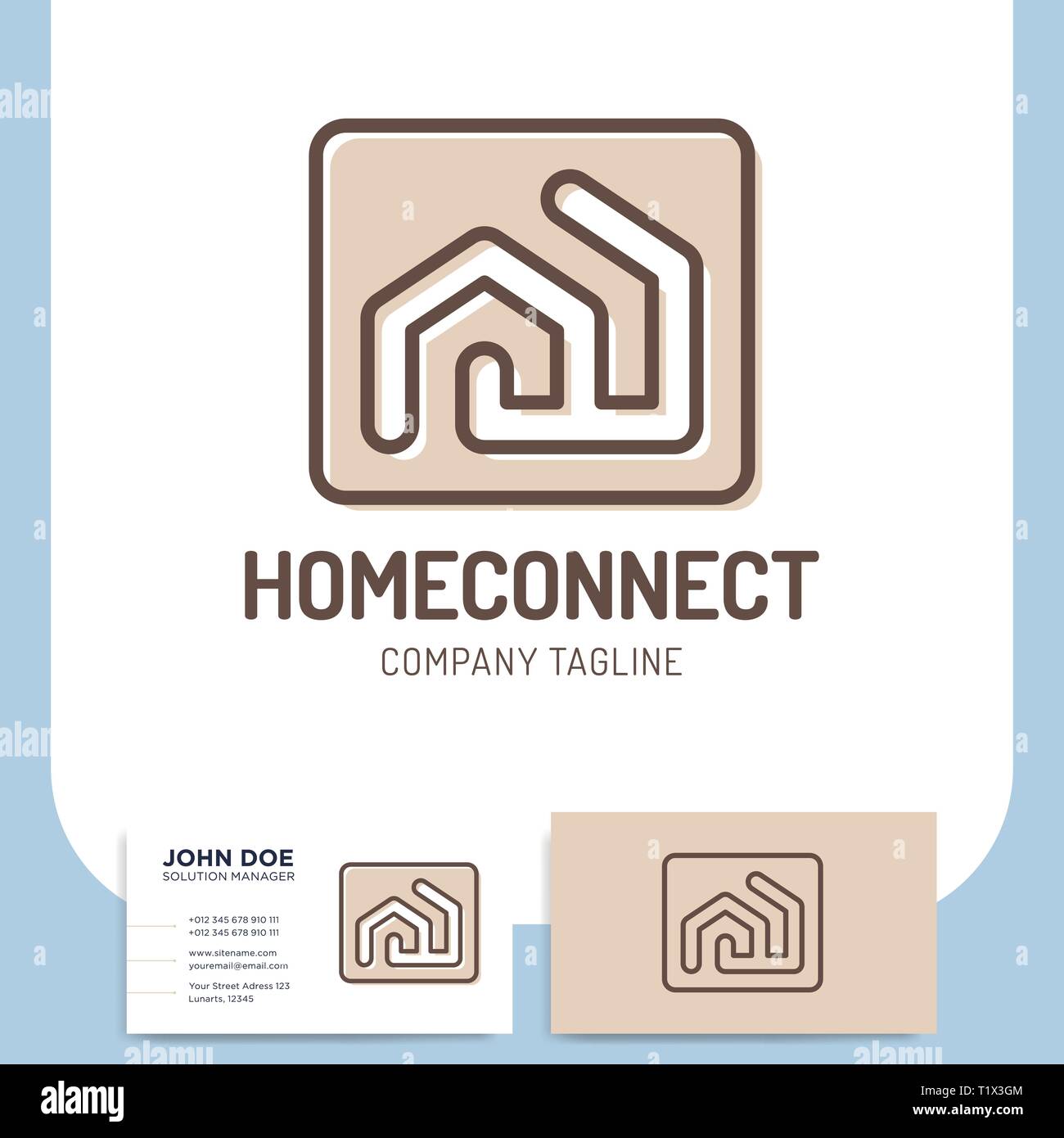 Isolated vector two line style home connect logo or building icon Stock ...