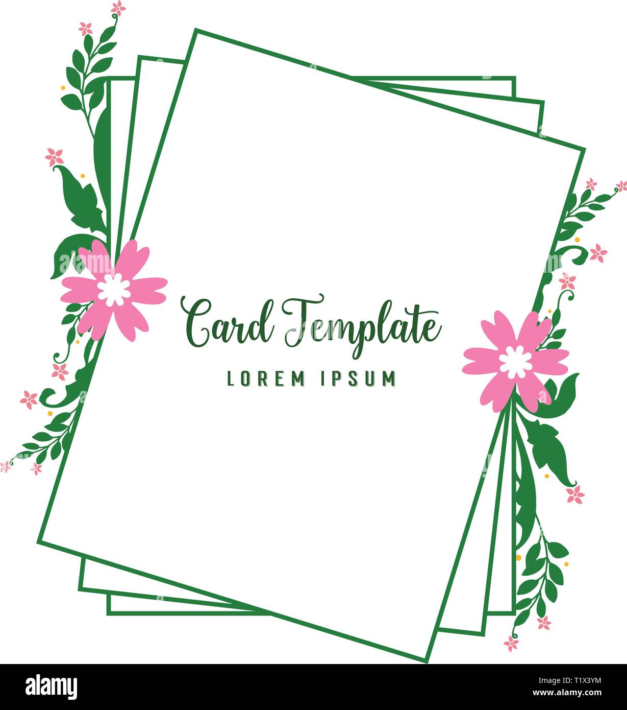 Vector illustration invitation card template with design green leafy ...