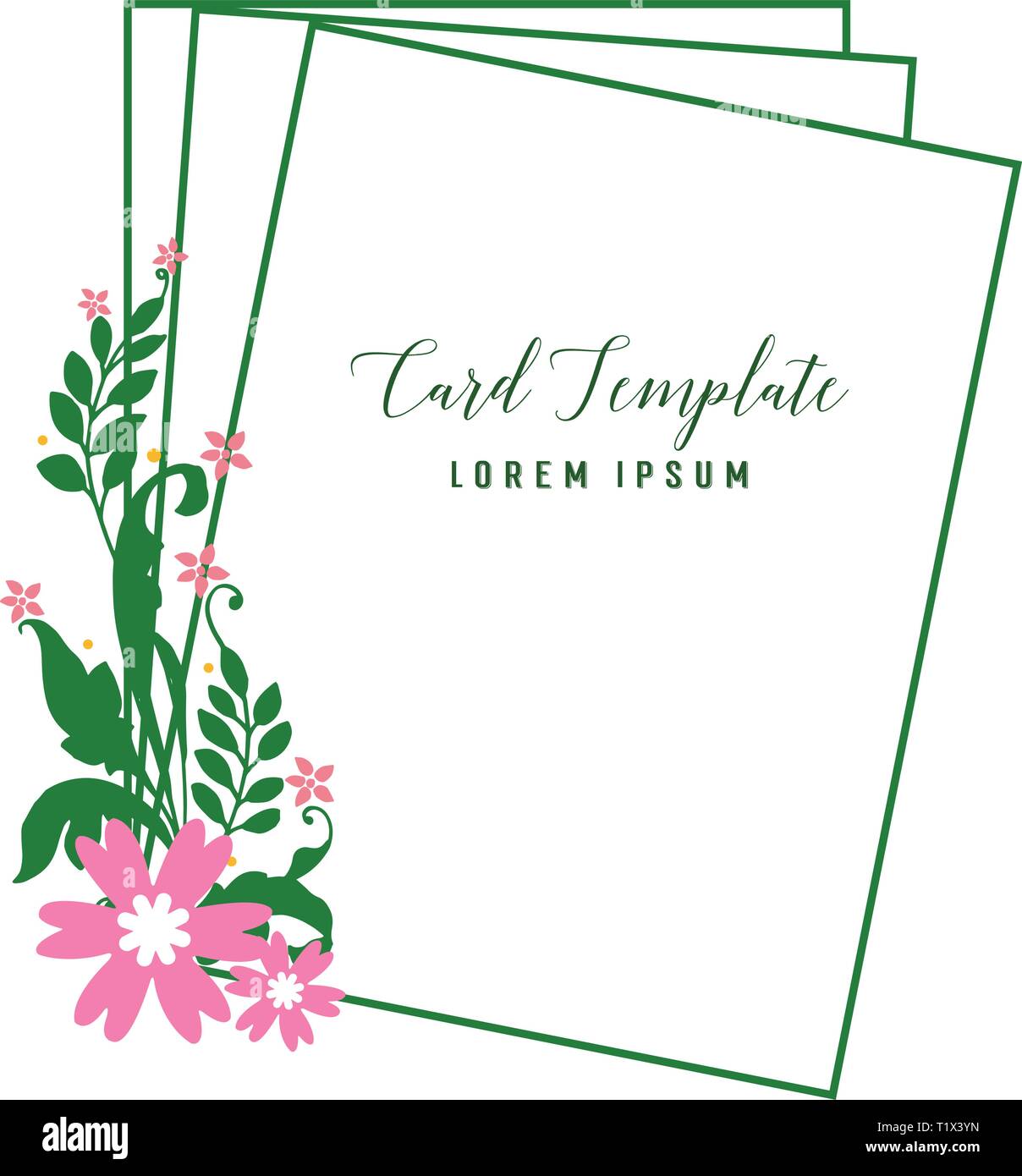 Vector illustration invitation card template with design green leafy ...