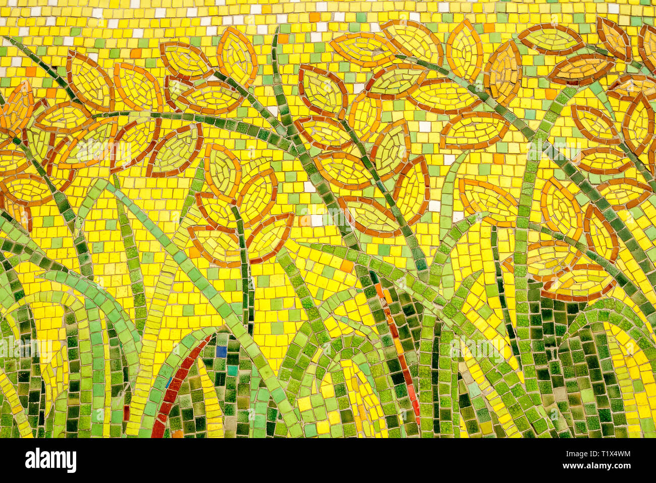 Hanoi Ceramic Mosaic Mural or Hanoi Ceramic Road. Vietnam. Depicting