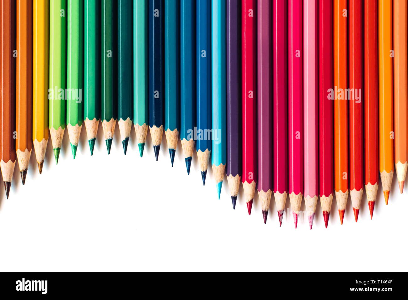 Color pencils isolated on white background. Copy space Stock Photo - Alamy