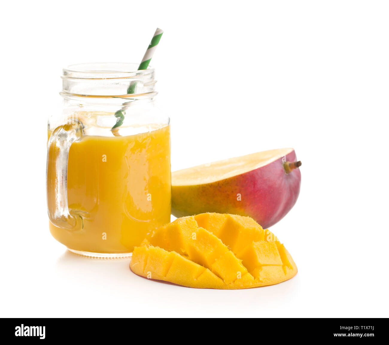 Ripe mango fruit and mango juice isolated on white background Stock Photo -  Alamy