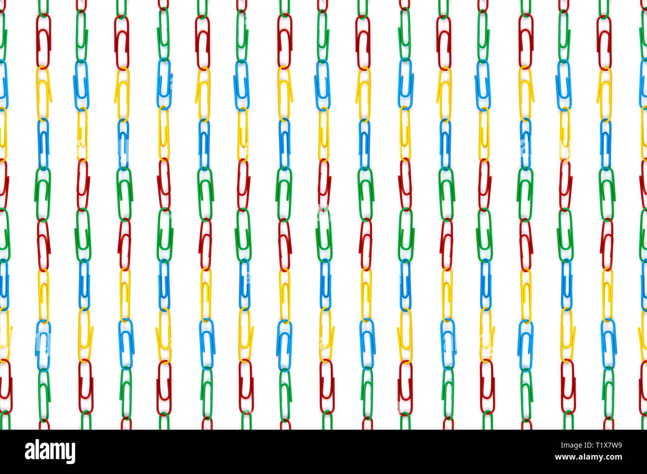 File Clip Pattern Pattern of colored paper clips on a white background Stock Photo - Alamy