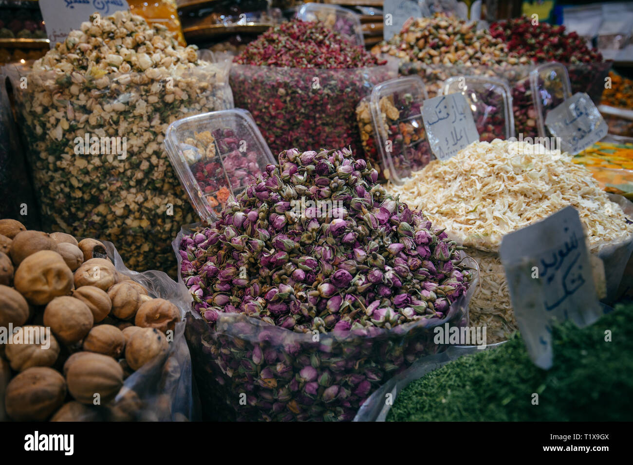 Food stand at bazaar in Tehran Stock Photo