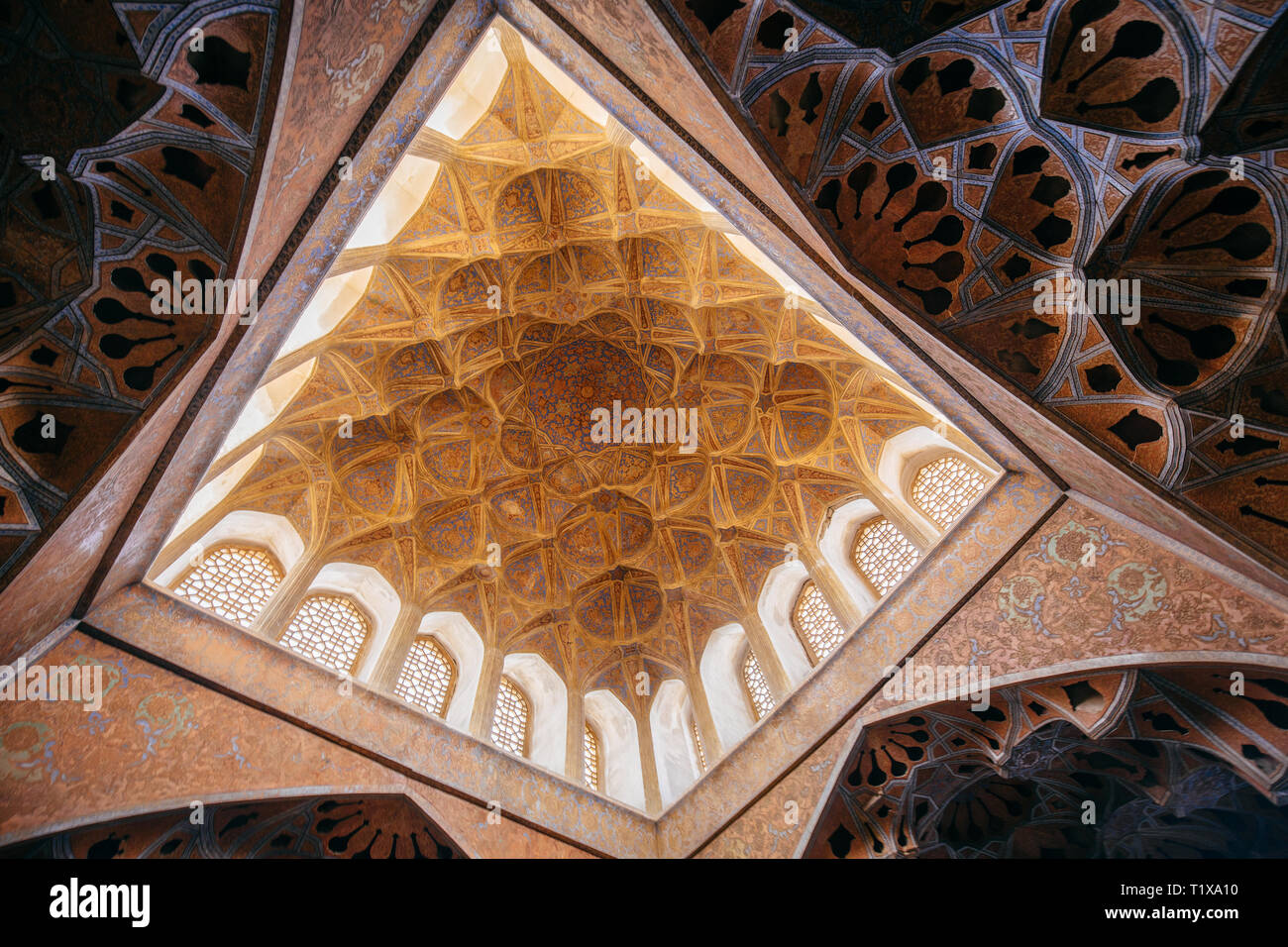 Music room at Ali Qapu palace. celling, Isfahan, Iran Stock Photo