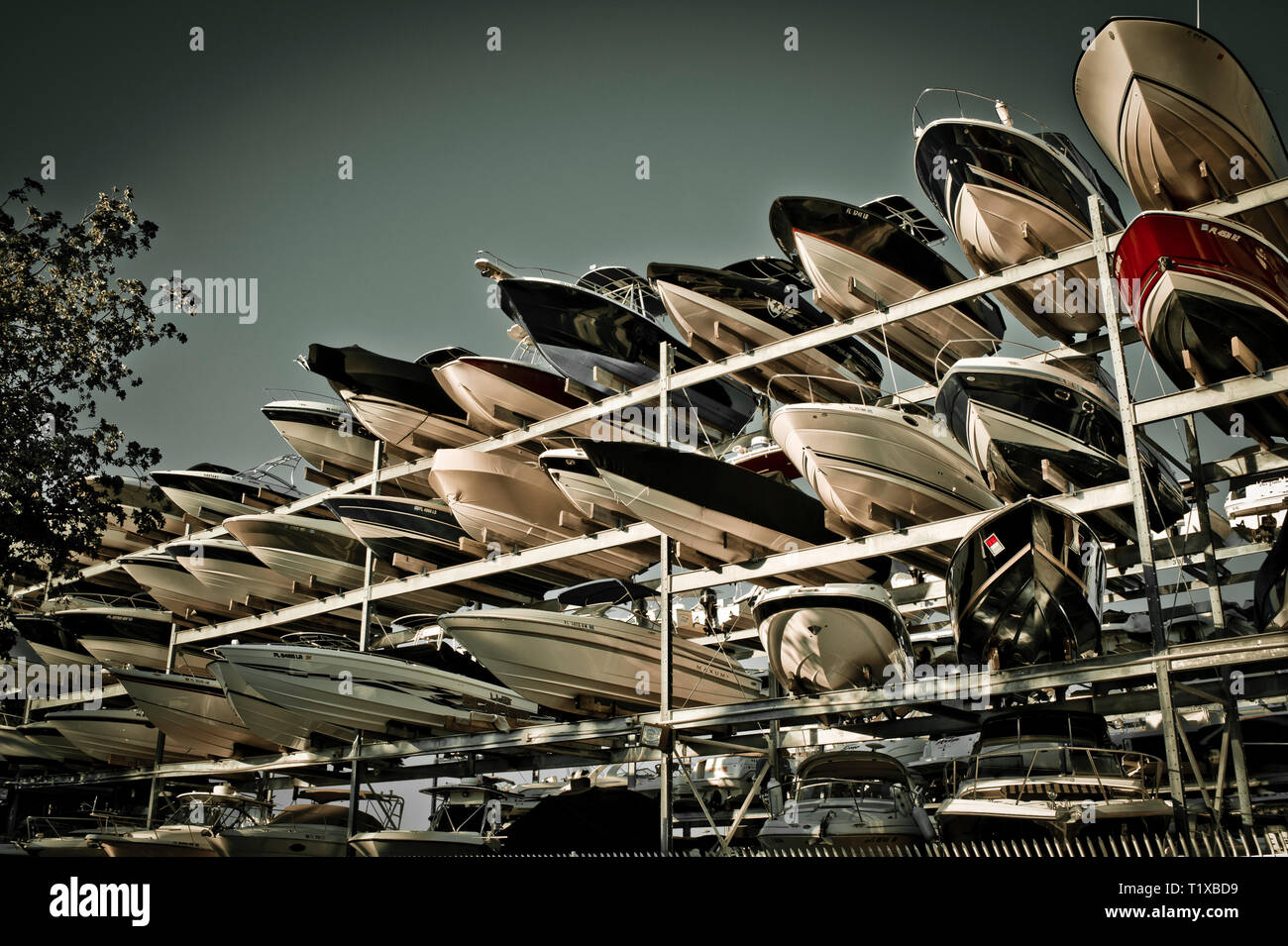 Boat storage in Miami, FL Stock Photo Alamy