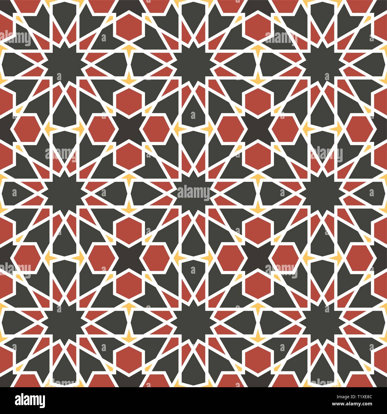 Oriental mosaic decoration. Morocco wall tiles. Vector illustration Stock Vector