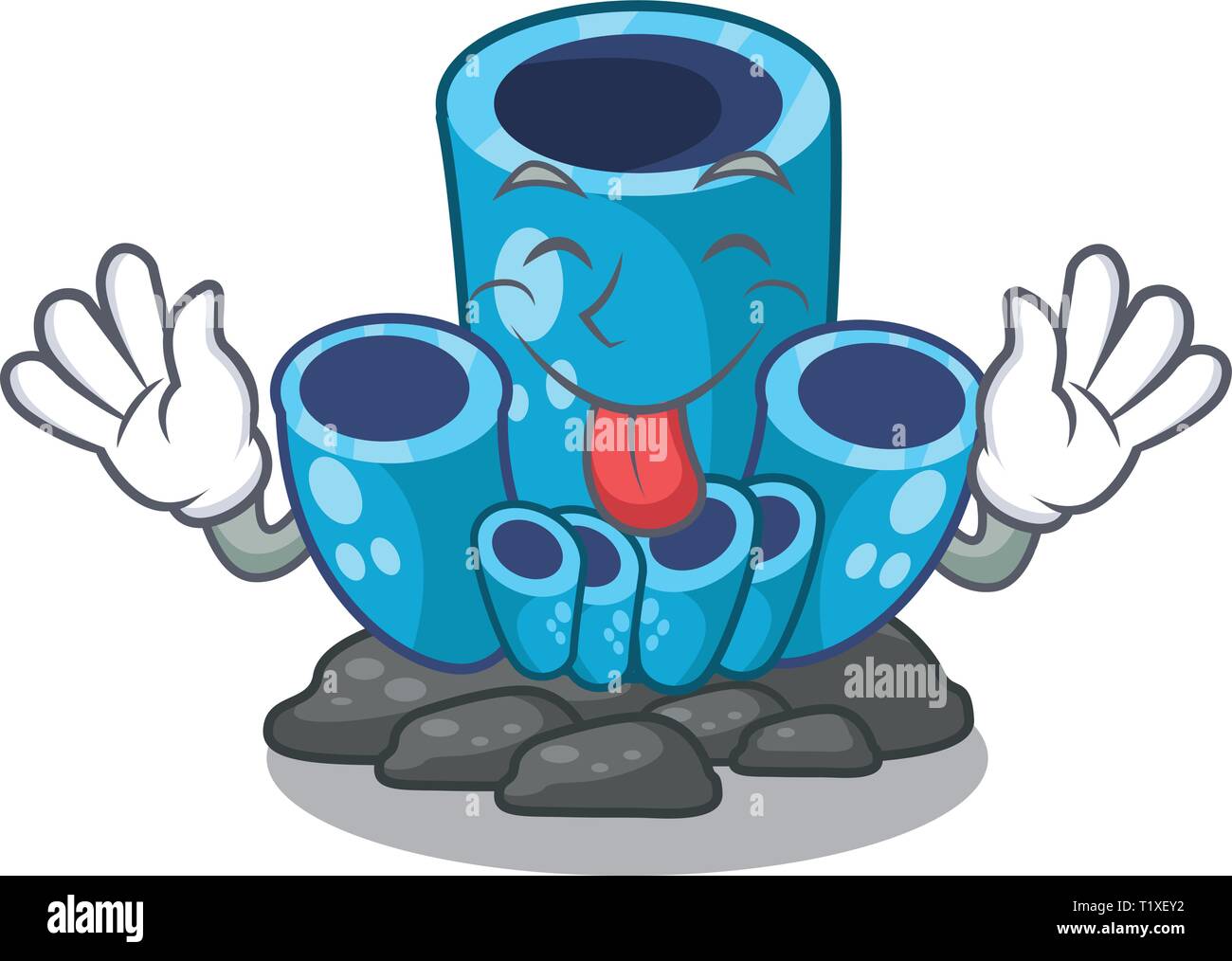 Tongue out blue sponge coral under sea cartoon Stock Vector Image & Art -  Alamy