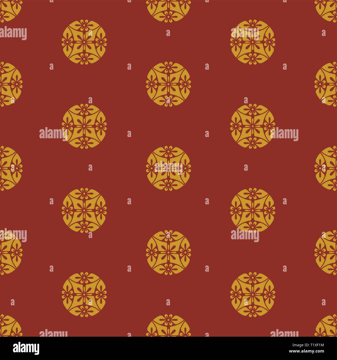 Red and gold Japanese vector seamless pattern Stock Vector