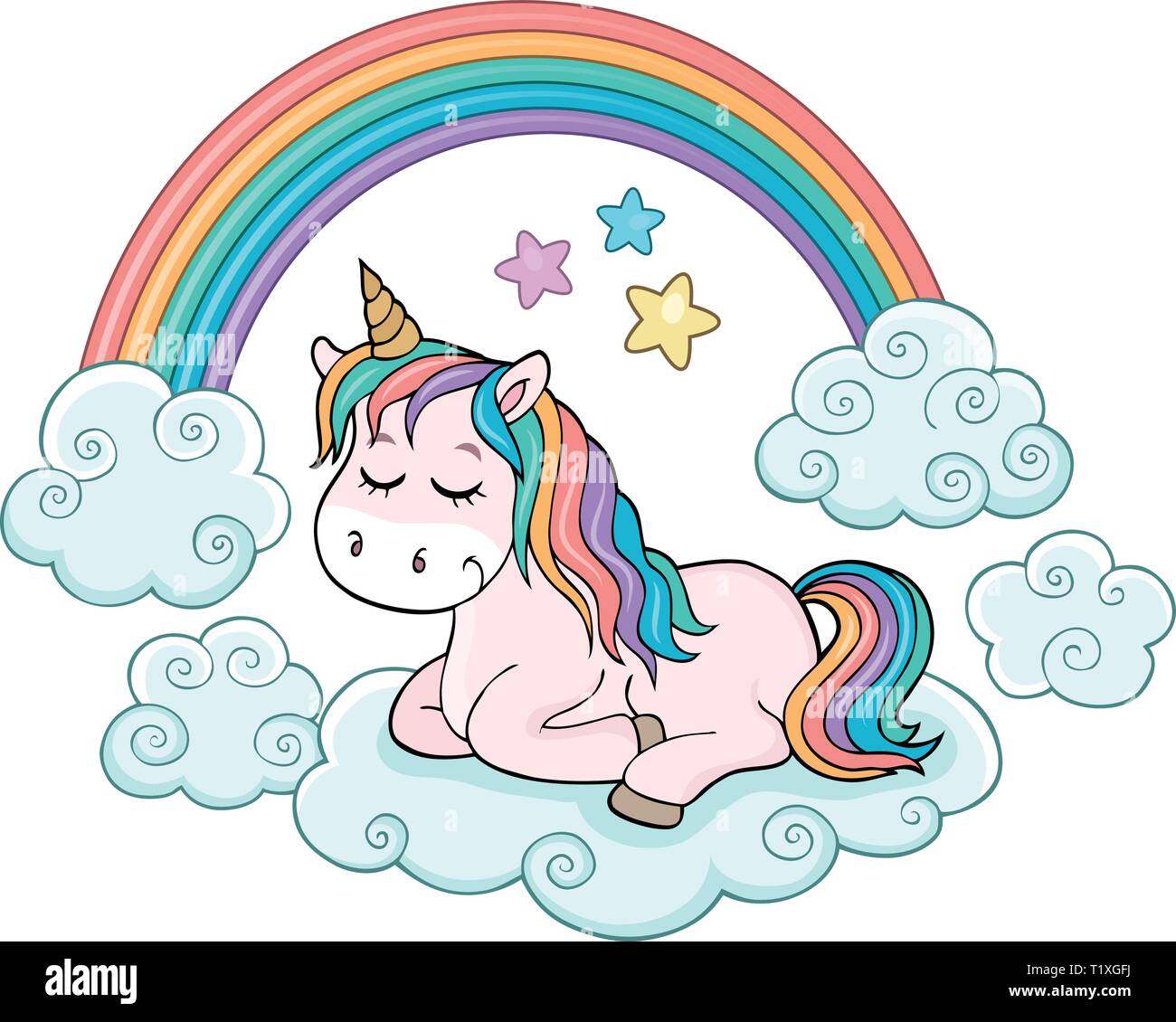 Cute unicorn topic image 1 - eps10 vector illustration. Stock Vector