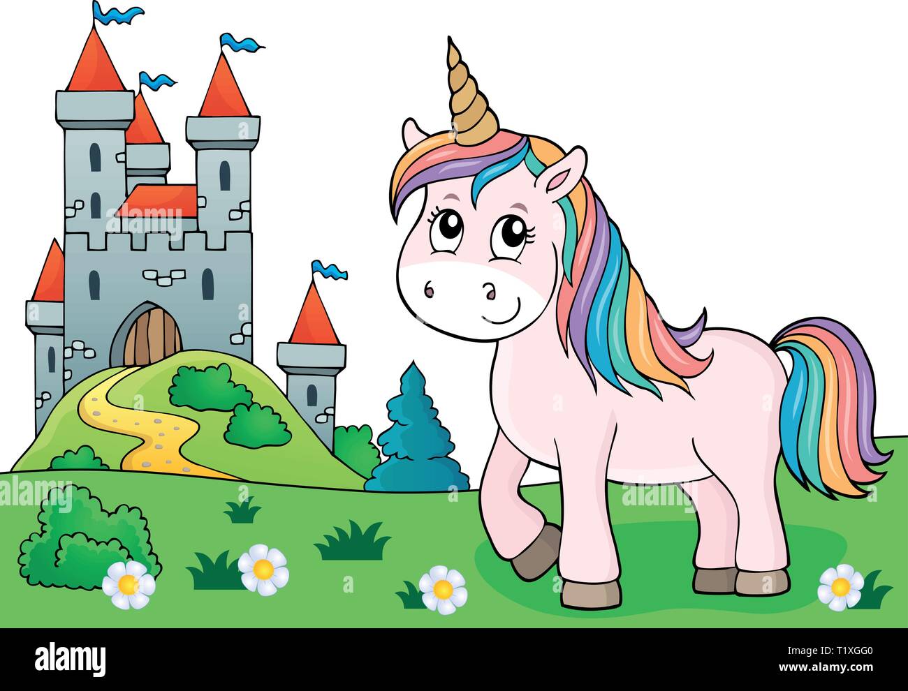 Cute unicorn topic image 3 - eps10 vector illustration. Stock Vector