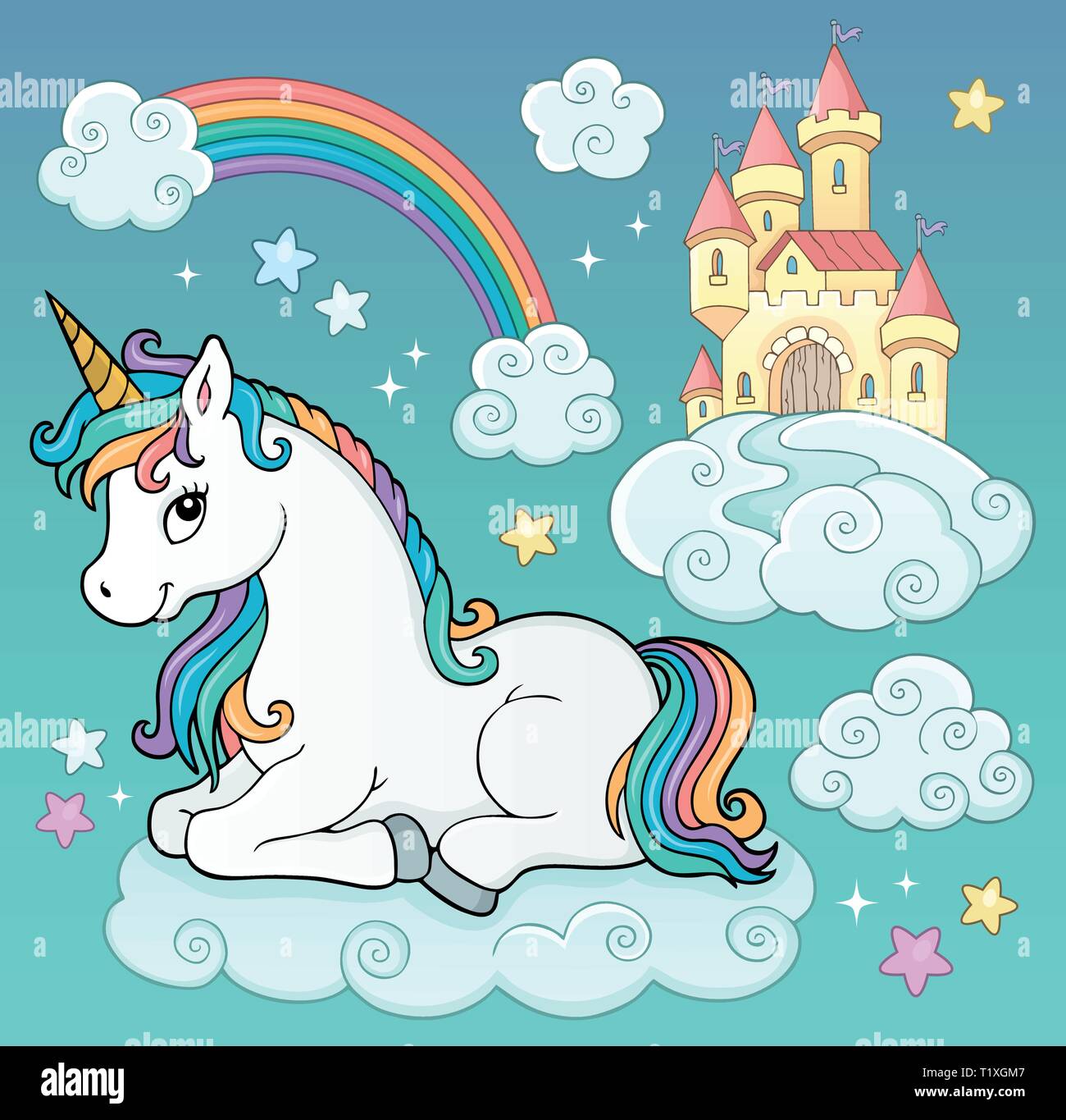 Unicorn and objects theme image 3 - eps10 vector illustration. Stock Vector