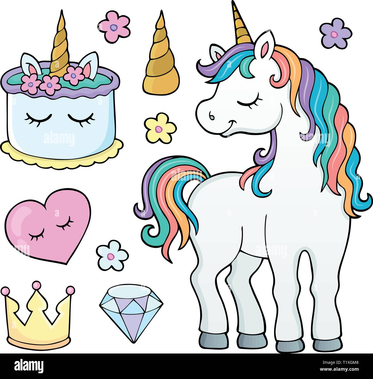 Unicorn and objects theme image 4 - eps10 vector illustration. Stock Vector